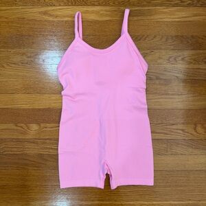 Pink Ribbed Sleeveless Romper Jumpsuit